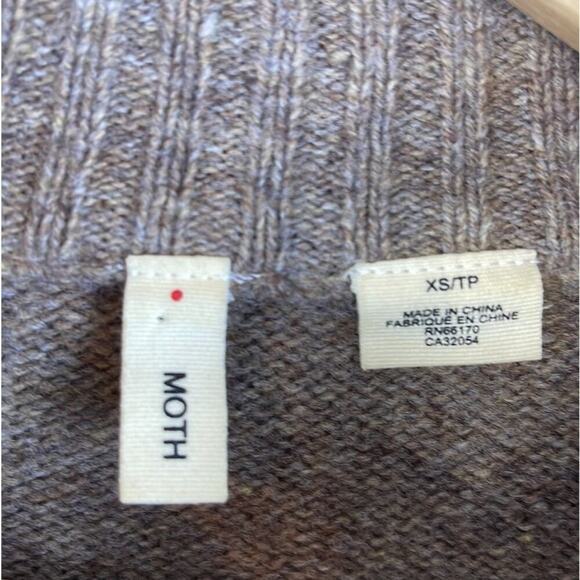 MOTH ANTHROPOLOGIE BROWN‎ WOOL BLEND SNAP BUTTONS CARDIGAN SIZE XS/TP - Picture 7 of 8